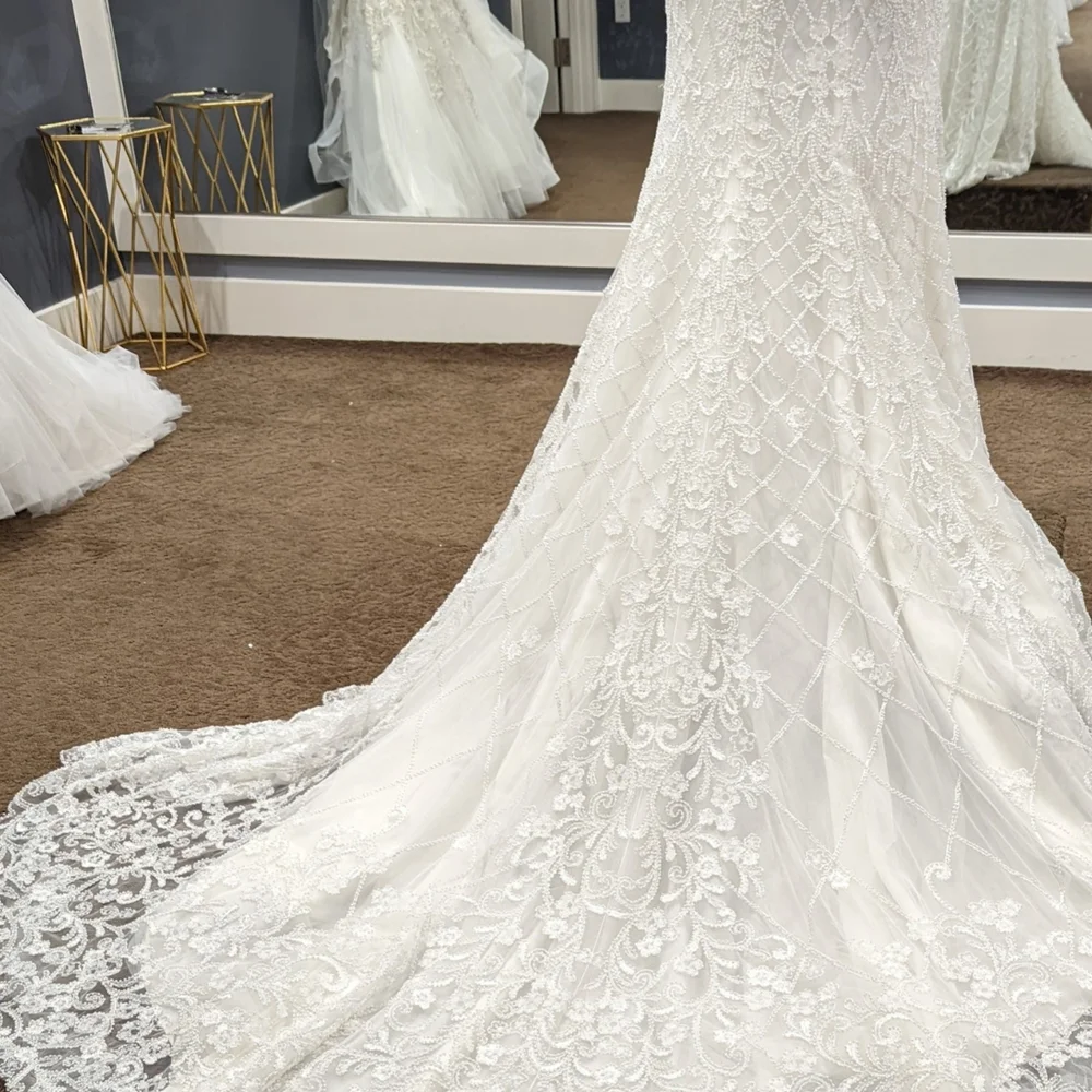 Dixie WOO TOO Boho Hand Beaded Lattice Wedding Dress - Picture 2 of 3